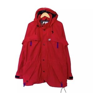 Vintage Mountain Equipment Co-Op MEC Red Goretex Jacket Hooded Mens L Canada